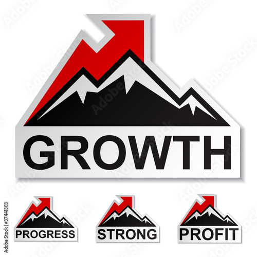 vector profit growth winter mountain stickers