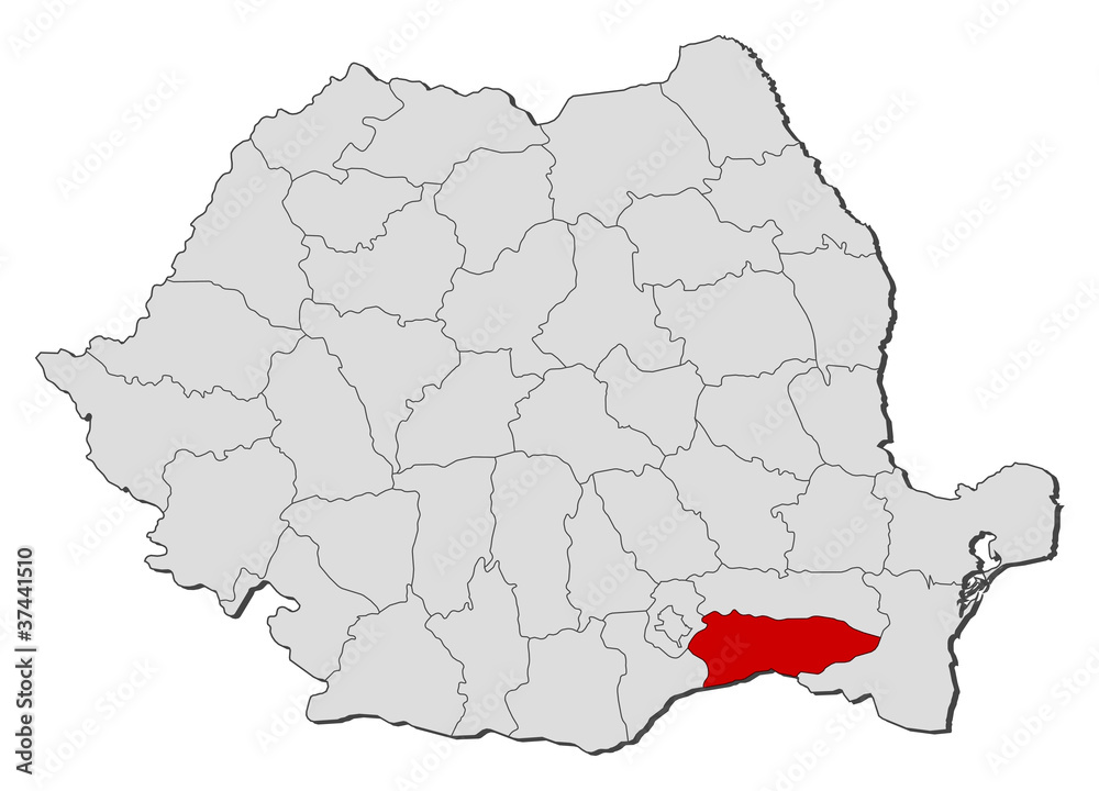 Map of Romania, Calarasi highlighted