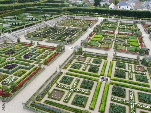 Vegetable gardens at the Chateau de Villandry in fall or autumn