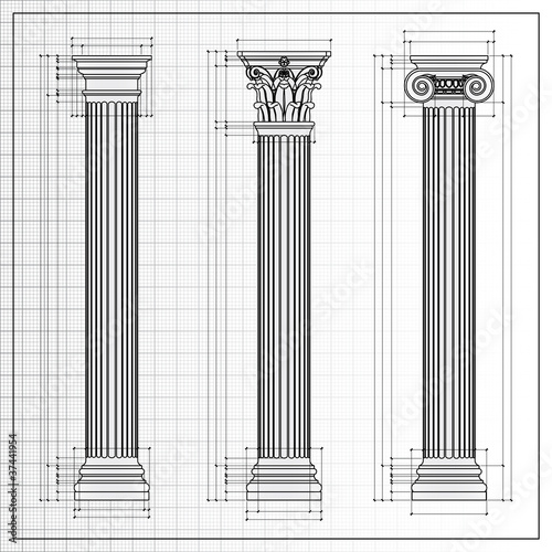 Classic columns sketch, vector