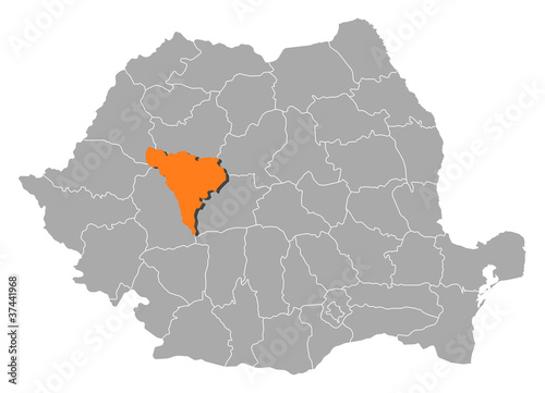 Map of Romania, Alba highlighted