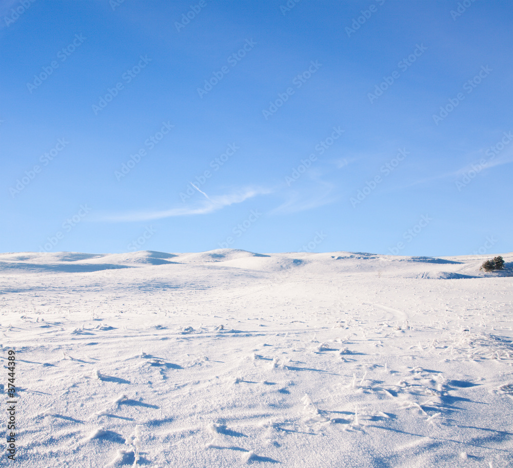 snow hill and blue sky snow hill and blue sky