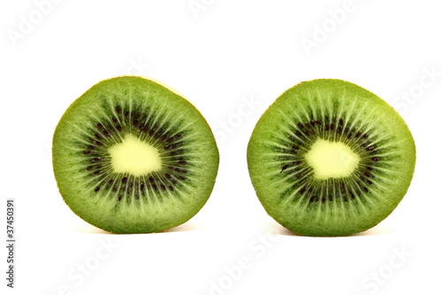 Kiwi fruit on a white