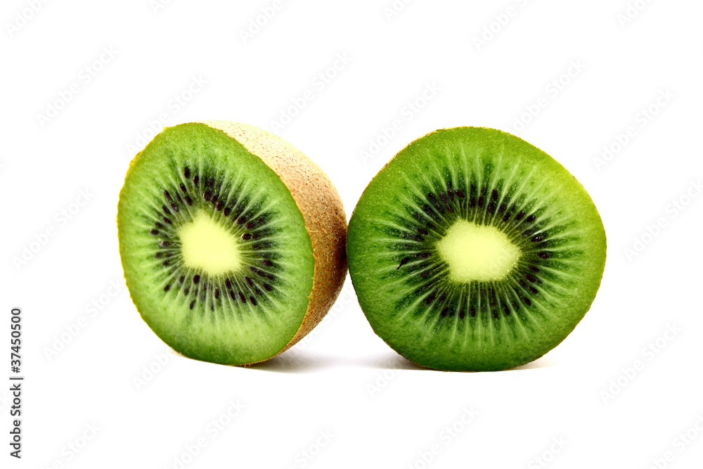 Kiwi fruit on a white