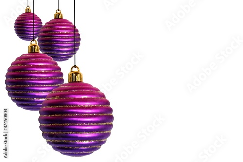 Boules de Noël cannelées mauves et or