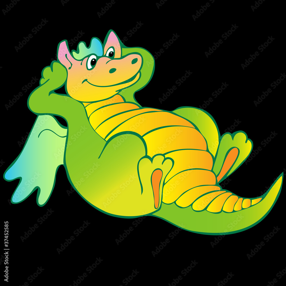 Fototapeta premium Green funny dragon.