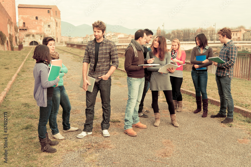Naklejka premium Multicultural College Students