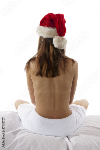 Pretty Santa's helper enjoys the spa.