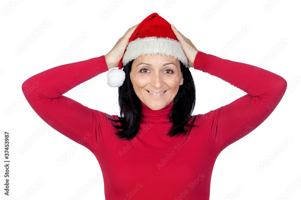 Surprised girl with Christmas hat Surprised girl with Christmas hat