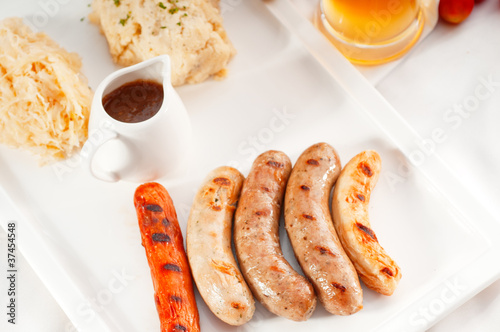 selection of all main type of german wurstel saussages photo