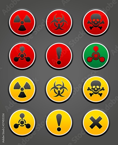 Set symbols hazard Safety sign
