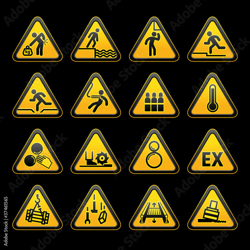 Set Triangular Warning sumbols  Hazard signs