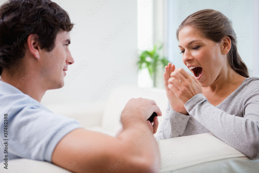 Man surprising his girlfriend with a proposal Man surprising his girlfriend with a proposal