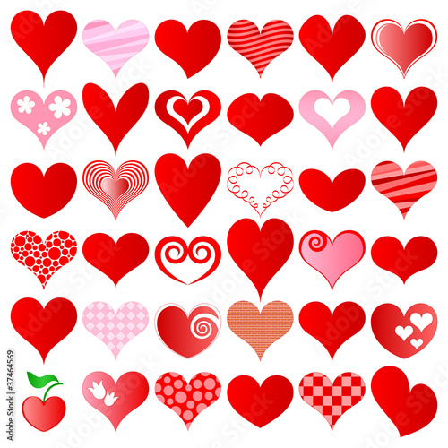 hearts set for wedding and valentine design
