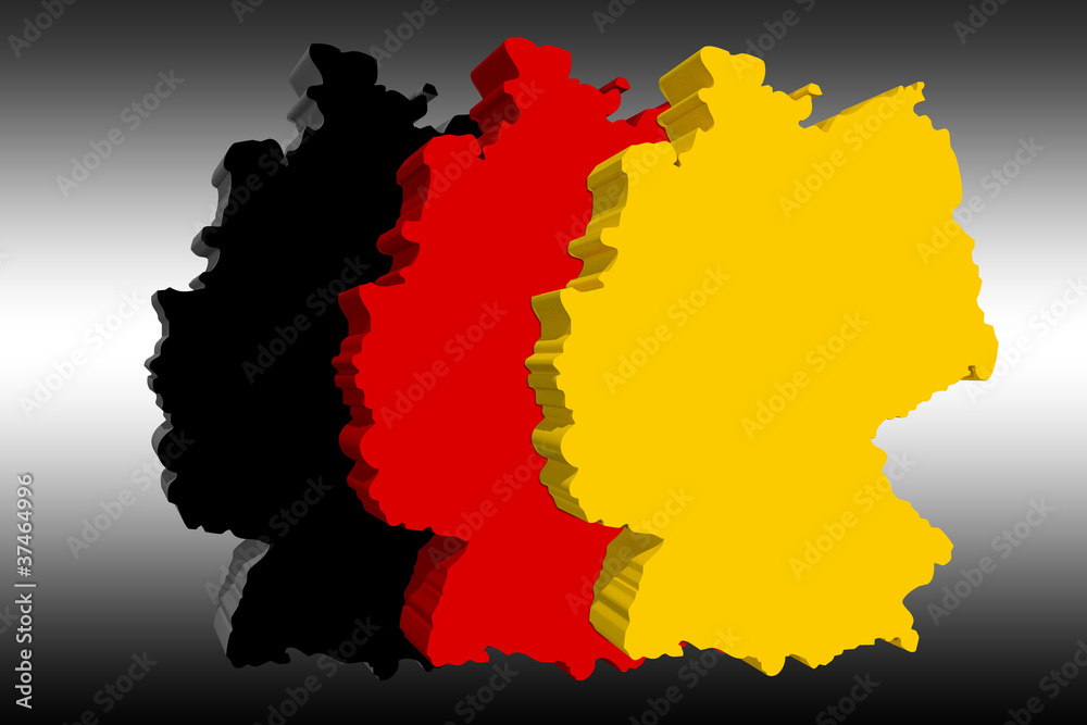 Fototapeta premium Deutscher Umriss + Flagge 3D