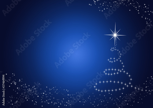 Weihnachtsbaum mit Sternen - blau