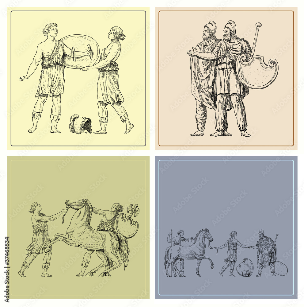 Obraz premium Old greek set illustration