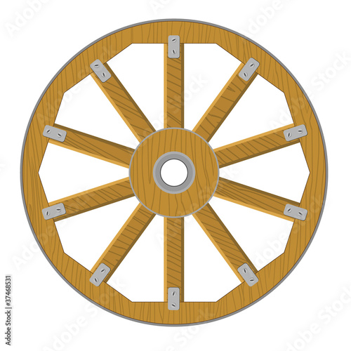 Vector image of a wooden wheel