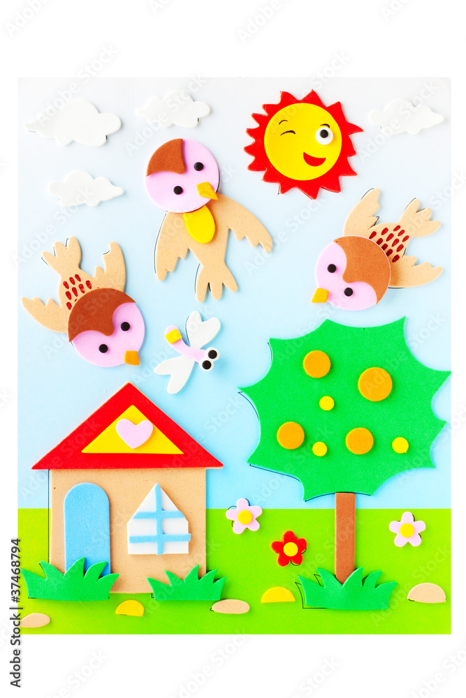 Sunny weather picture maded by plasticine