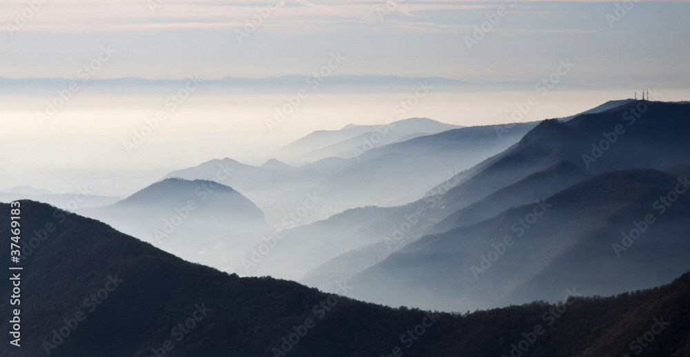 Eurpean Alps with fog