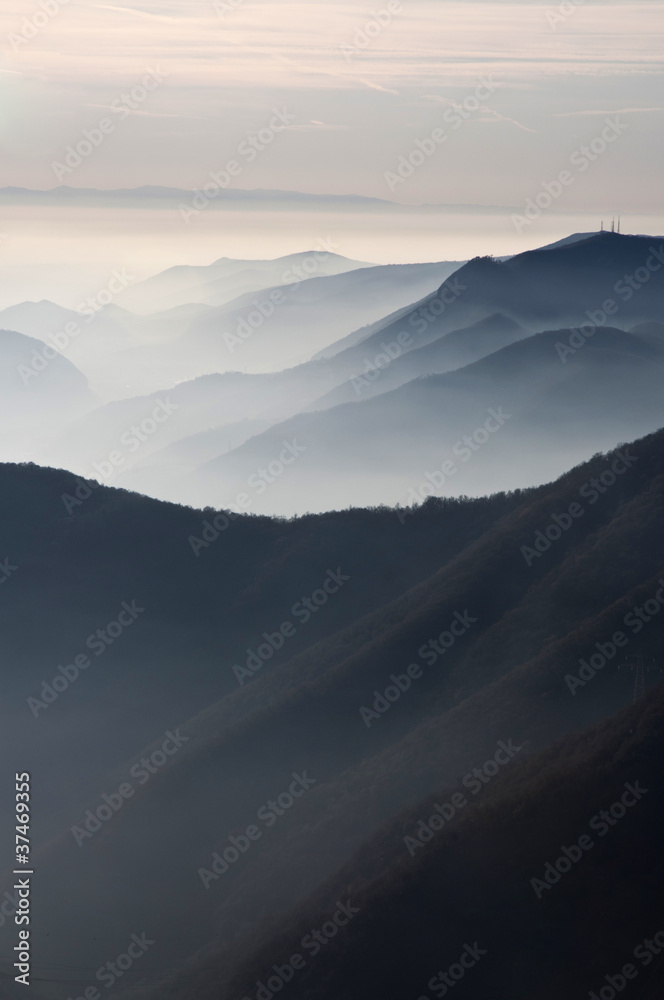 Eurpean Alps with fog