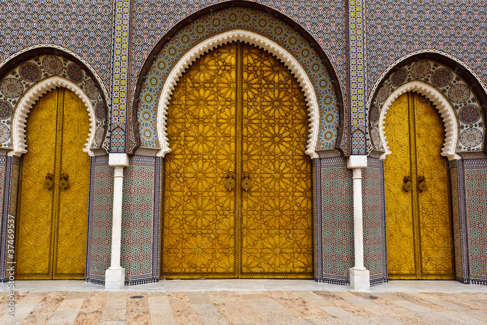 Ornate Doors to Royal Palace in Fez