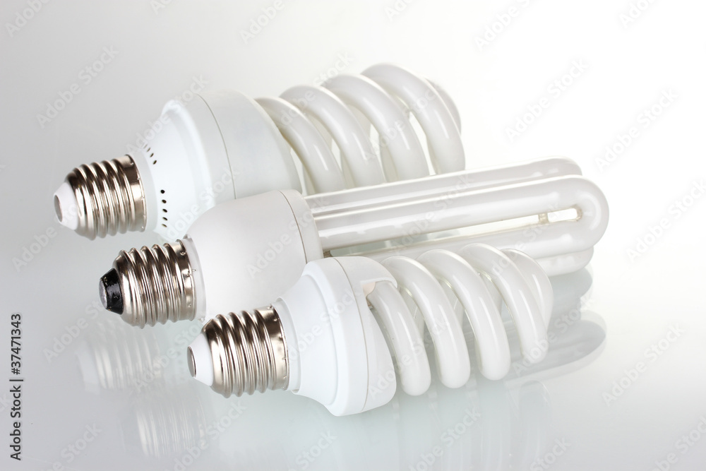 Three different energy saving lamp isolated on white Three different energy saving lamp isolated on white