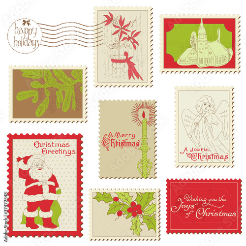 Christmas Vintage Stamp Collection - great set for your design,