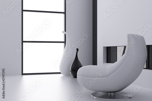 Light armchair and vases ne...