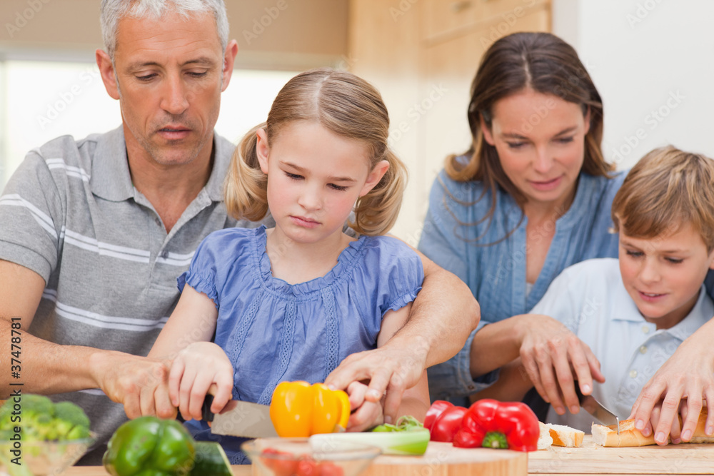 Family cooking together Family cooking together