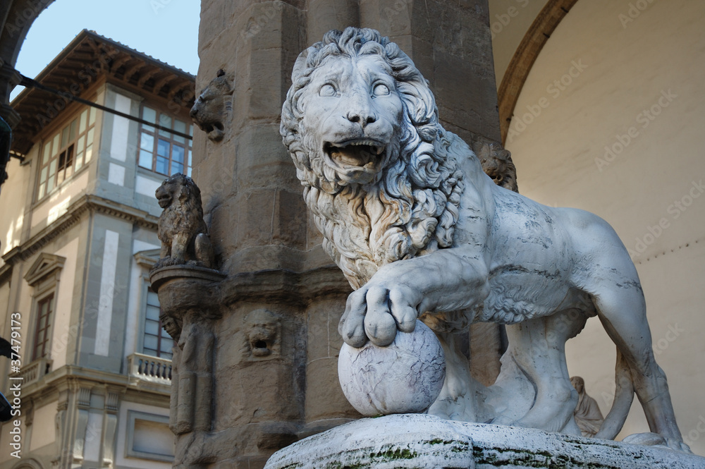 Lion in Piazza della Signoria Florence Italy