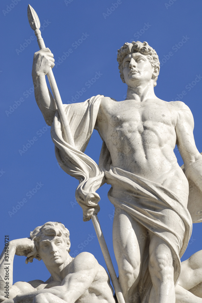 White marble statues to the Capitol,Rome,Italy