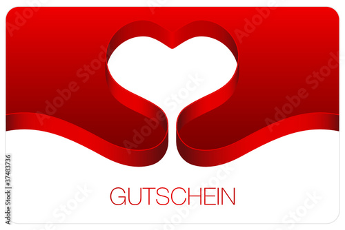 Gutschein Schleifenband Herz rot