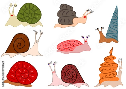 Funny cute snails set