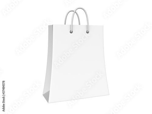 Blank white shopping bag. Isolated on the white background
