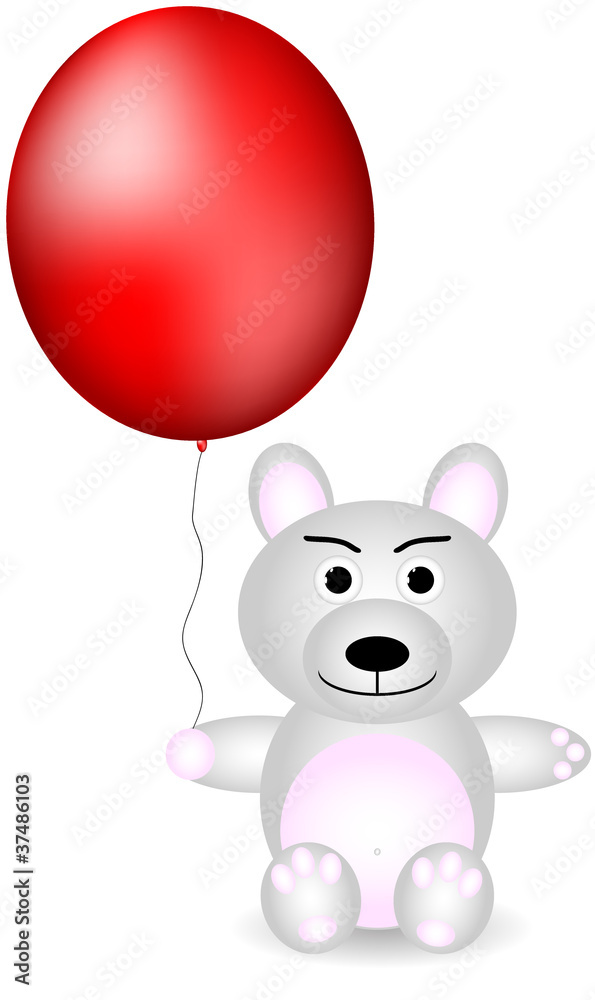 Polar bear with red balloon Polar bear with red balloon