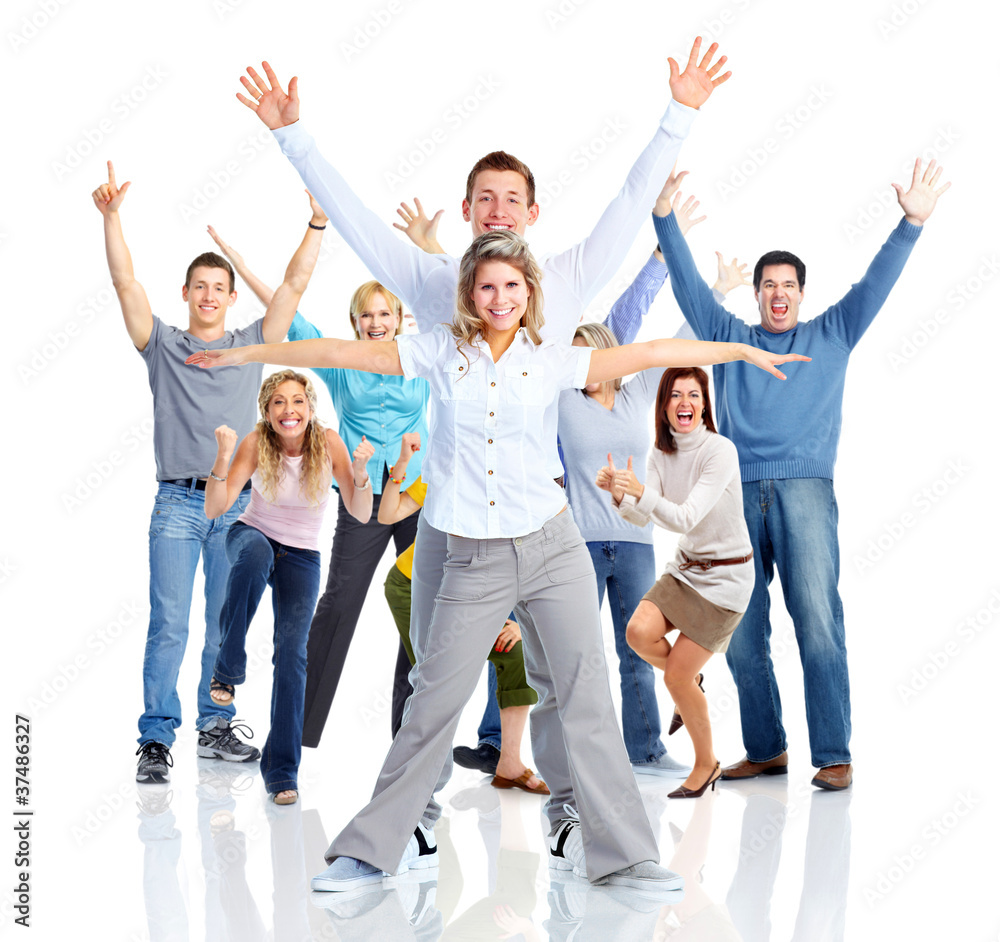 Group of happy people. Group of happy people.