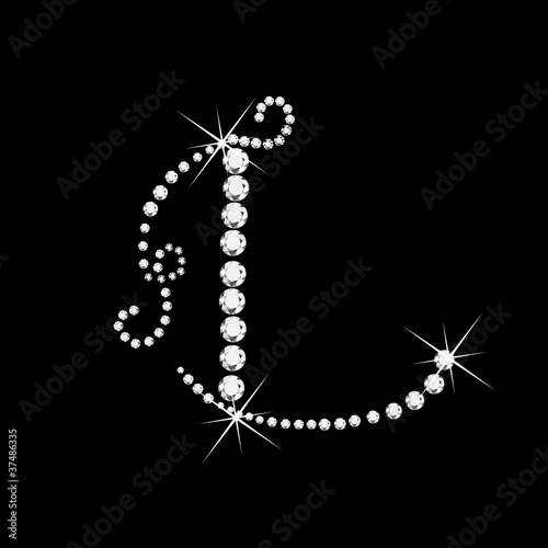 L Letter with diamonds bling stars