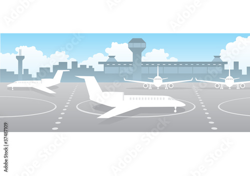 Airport field with planes