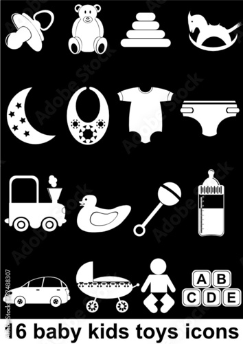 16 baby kids toys icons