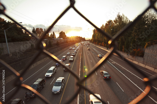 View of a highway from a bridge
