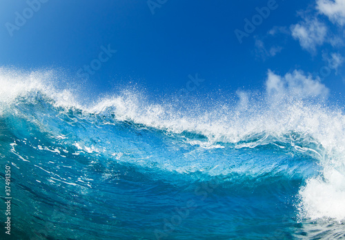 Fototapeta Naklejka Na Ścianę i Meble -  Blue Ocean Wave, View from in the Water