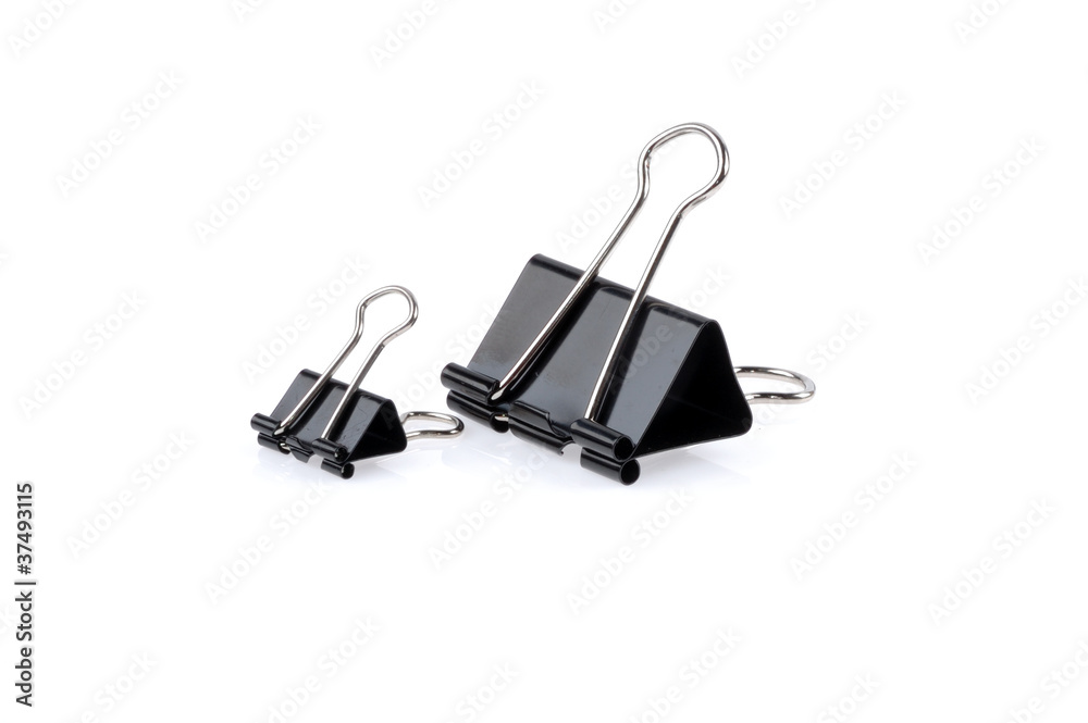 Binder clips for paper on a white background