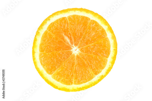 Slice of orange isolated on white