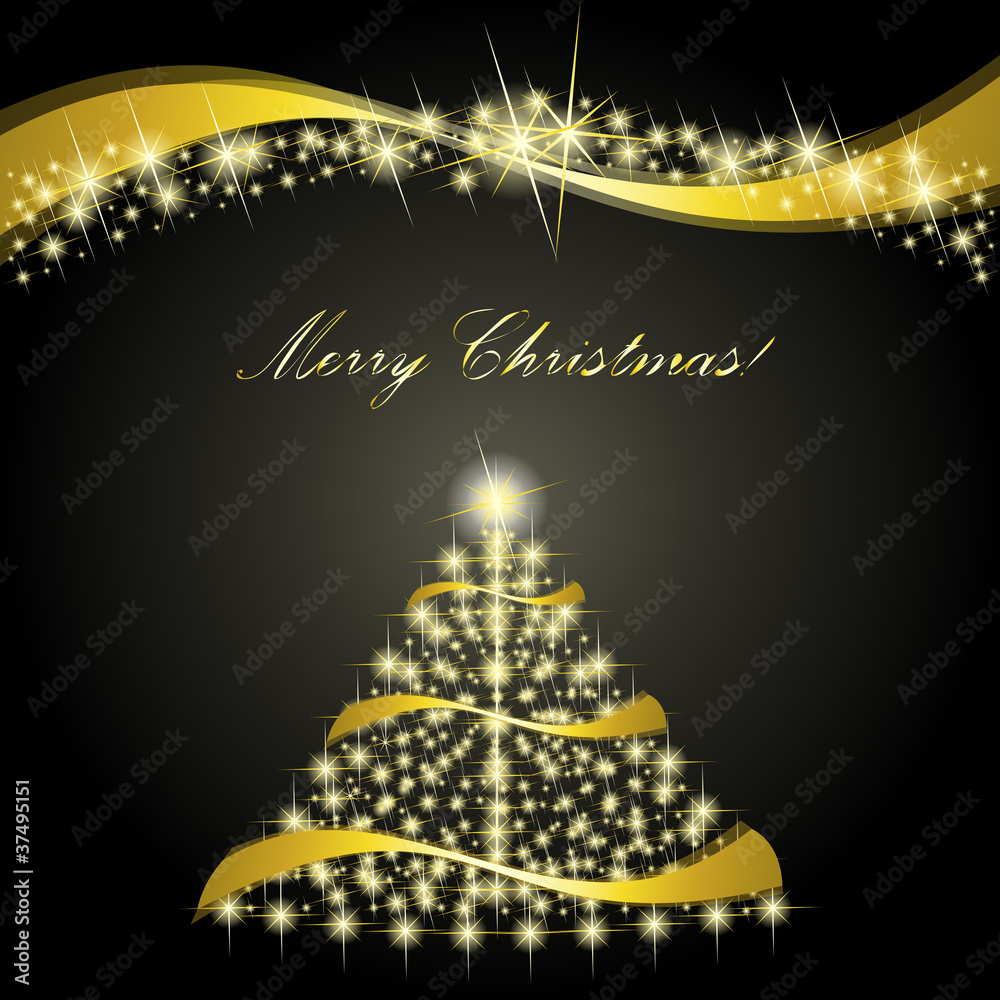 albero di natale e banner di stelle