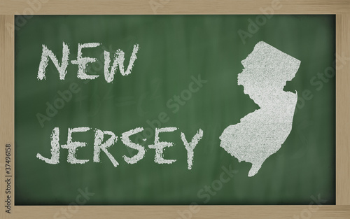 outline map of new jersey on blackboard