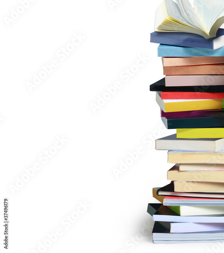 Stack of colorful real books