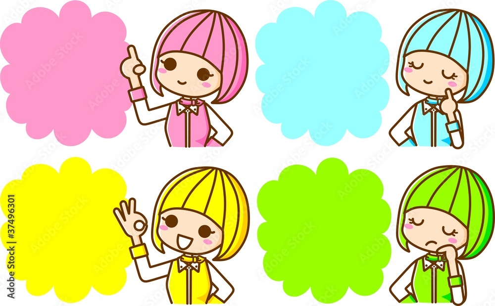 Naklejka premium 女性 女の子 吹き出し
