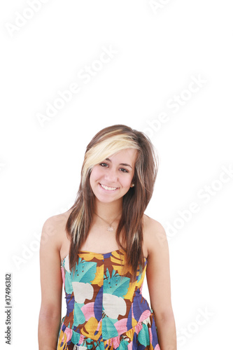 portrait of attractive smile teenage girl with white teeth, brow © dacasdo