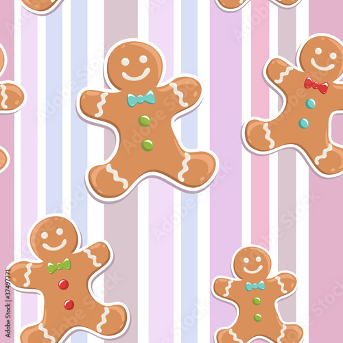 Gingerbread man seamless Christmas pattern